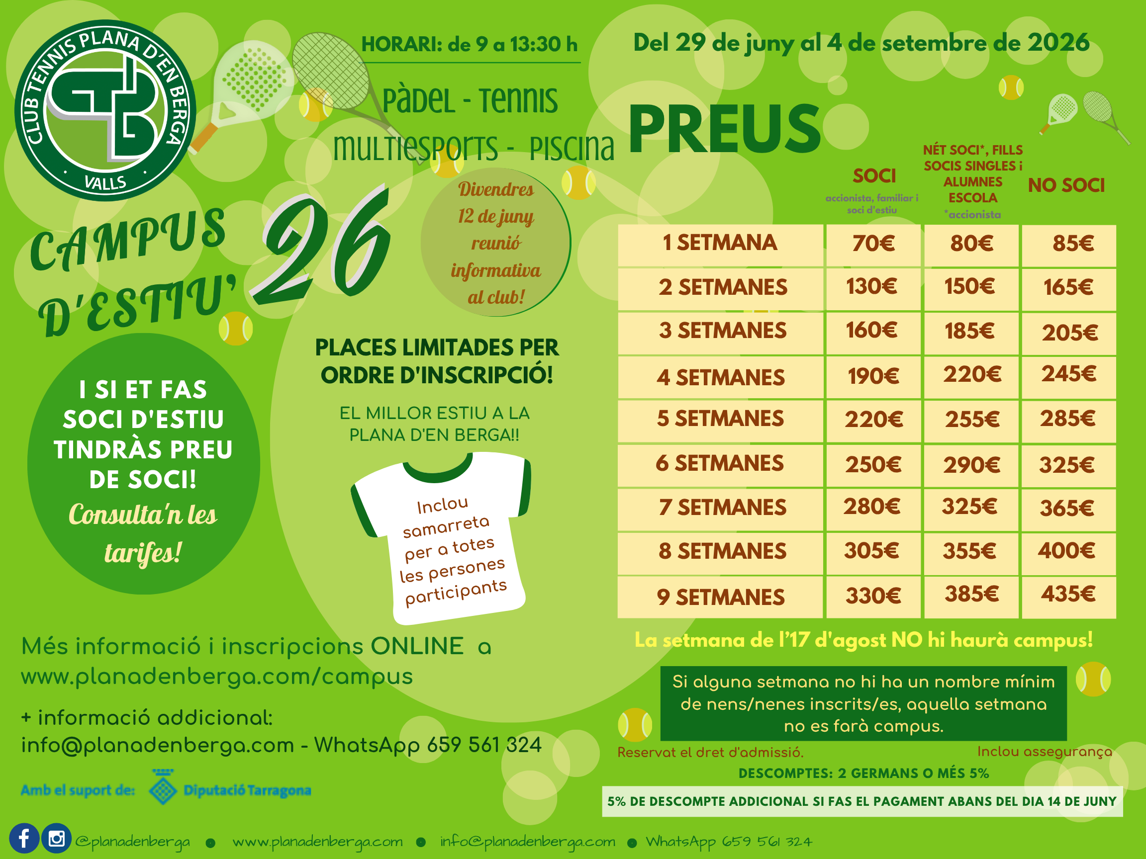 Campus Estiu 2026 CT Plana d'en Berga Valls Campus Estiu 2026 Valls